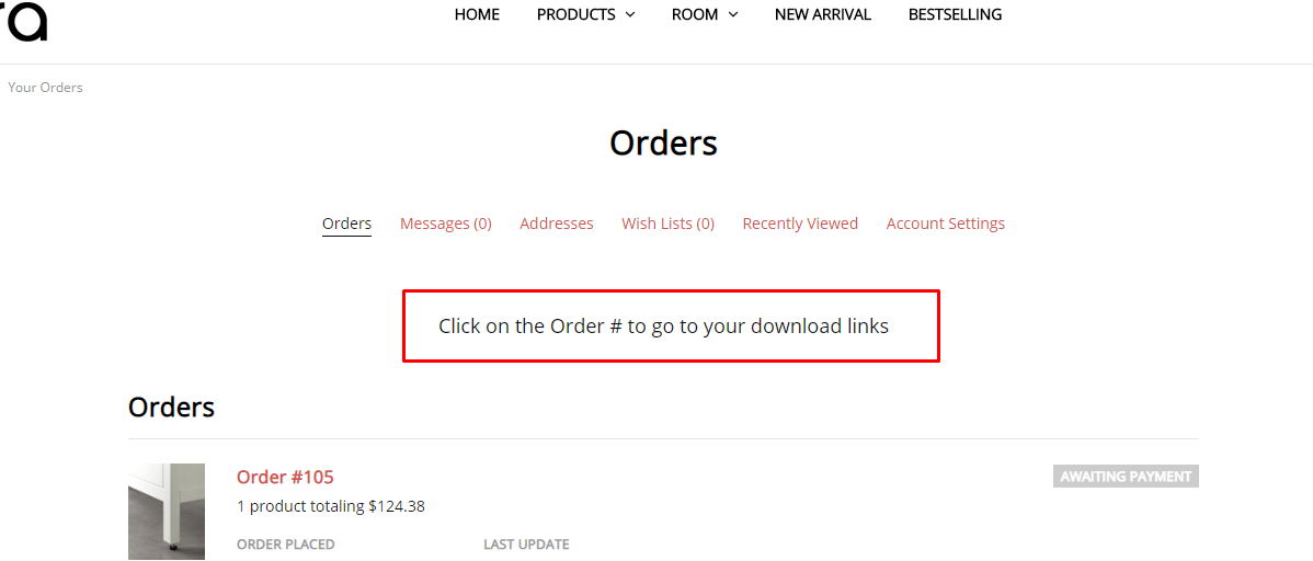 add custom text on the orders page