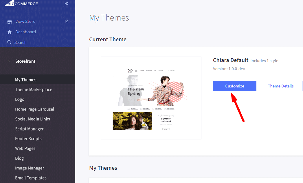 Click customize theme