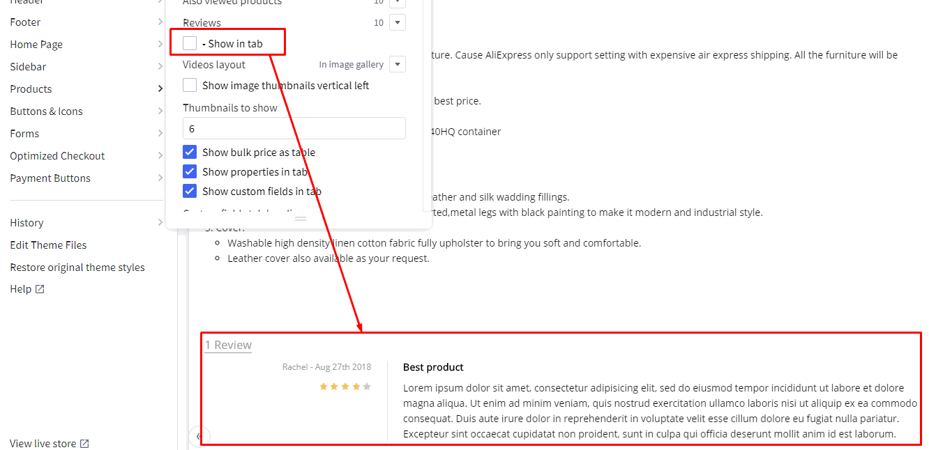 display-reviews-below-description